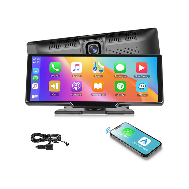 Apple Carplay Scherm - 10 Inch - Ingebouwde Dashcam - Android Auto - Inclusief Achteruitrijcamera